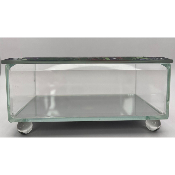 Pre-owned Hand painted Joan Baker Designs 4.75" x 2.25" Glass Box W/Mirror ONLY - Picture 8 of 9